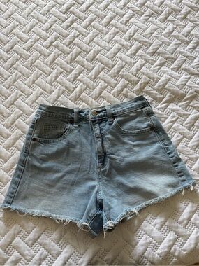 Universal Thread Light Blue High-Rise Frayed Hem Denim Shorts